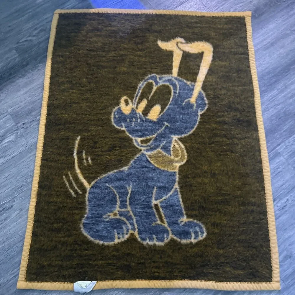 Vintage 1984 Biederlack Disney Baby Pluto Crib Blanket 36x27 Walt Disney Co.